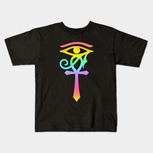 Egyptian symbol Ankh with Eye of Horus Kids T-Shirt by OccultOmaStore